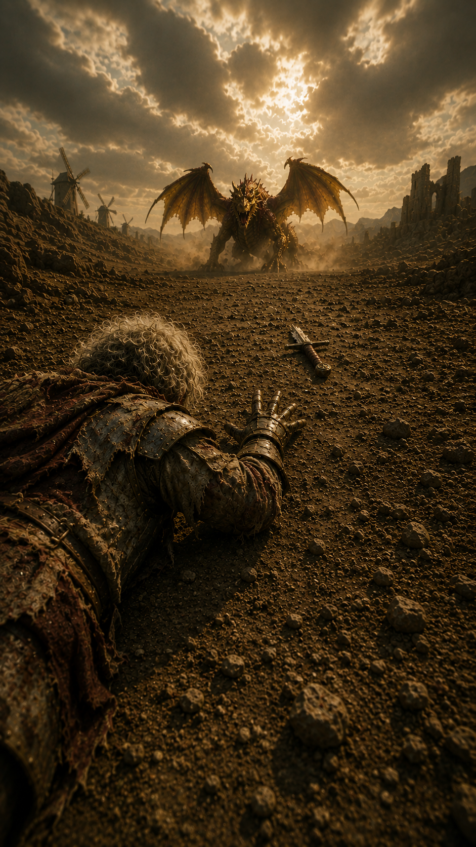 Don Quixote in the final battle